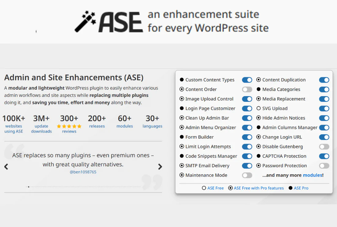 Admin and Site Enhancements (ASE) Pro - v8.0.6