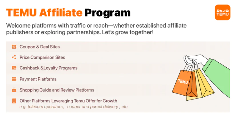 Tem como se afiliar na Temu