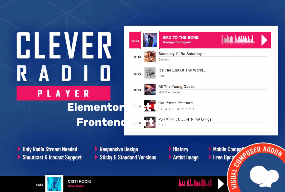 CLEVER – HTML5 Radio Player With History – Shoutcast and Icecast - v2.5